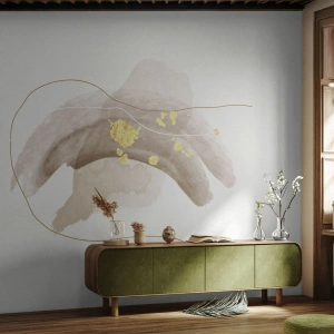 Papier Peint Photo Premium Sand - Une composition abstraite en beige et or sur fond clair. - 100x70cm - rencontré dans l'espace - Décoration murale moderne pour le salon et la chambre ARTTOR