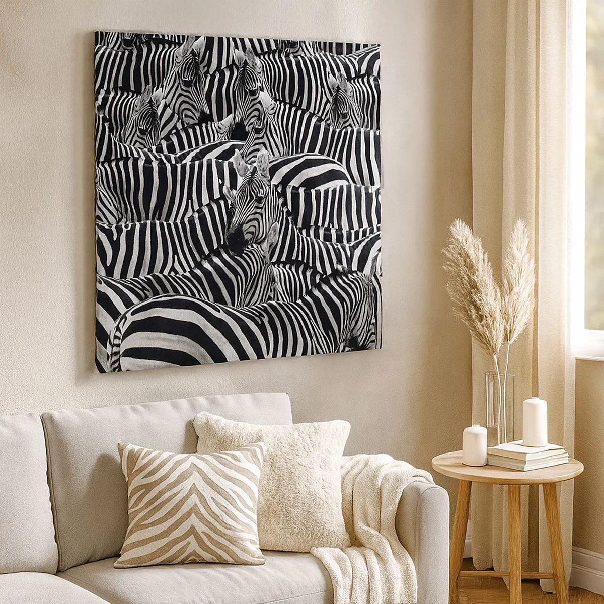 Impression sur toile - Image sur toile - Portrait collectif à rayures - 30x30 cm