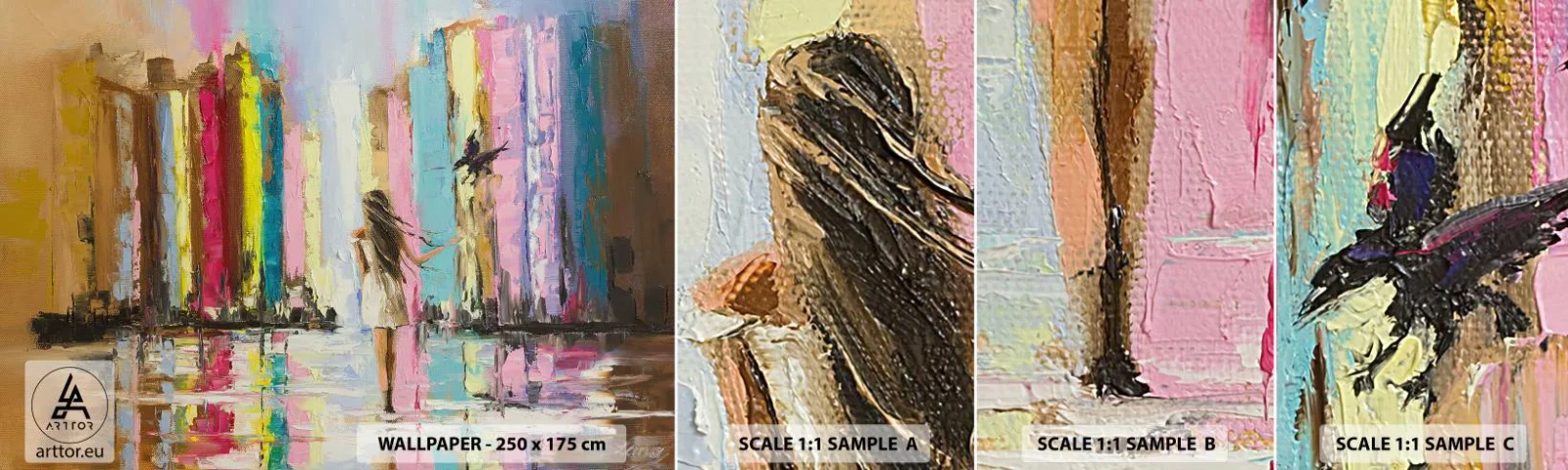 Échantillon de Papier Peint Autocollant Deluxe Sticker - Viens avec moi - Abstraction, Fille, Femme - 100x30 cm