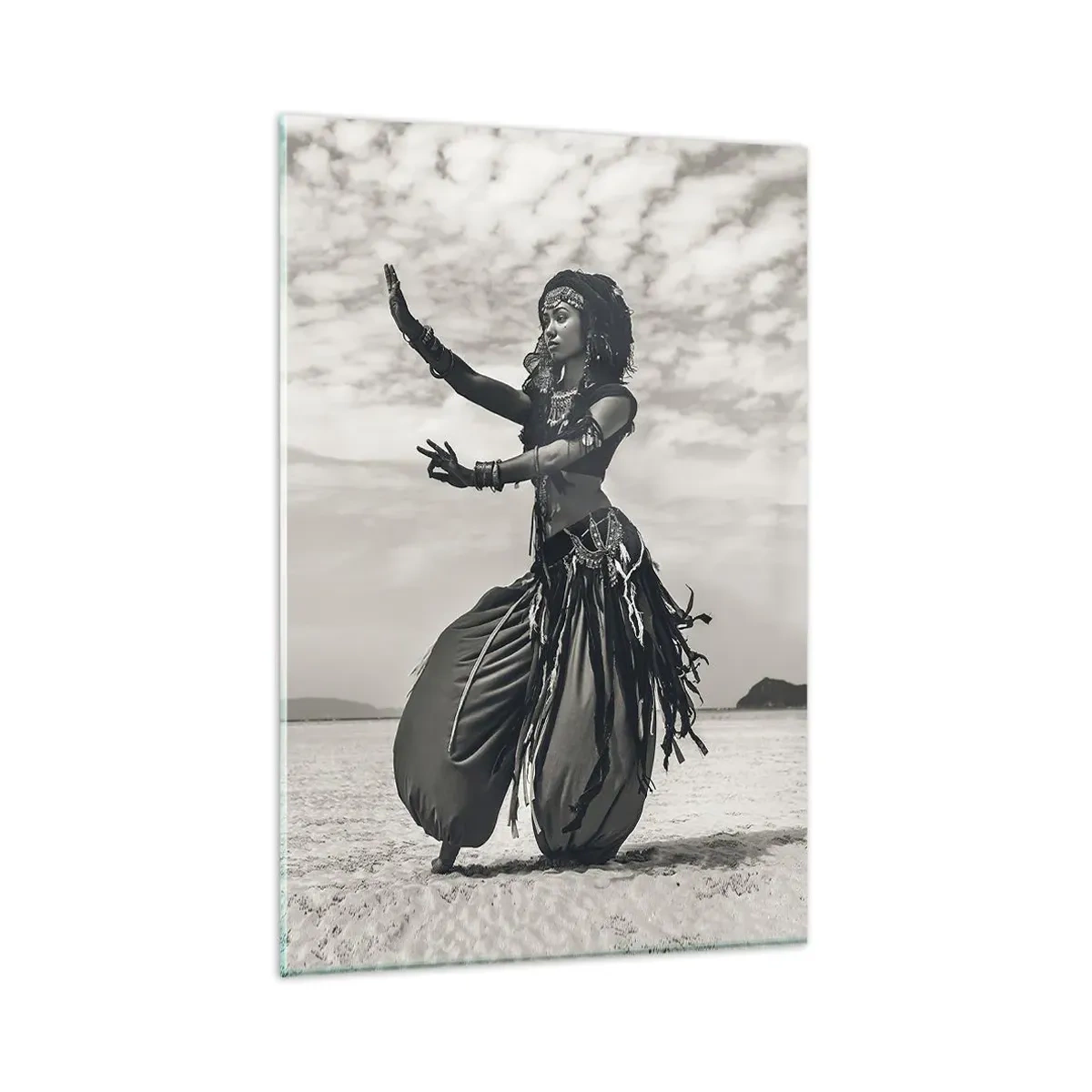 Impression sur verre - Image sur verre - Danseuse exotique sur fond de désert - 80x120cm - Danse des îles du sud - Décoration murale moderne pour le salon et la chambre ARTTOR