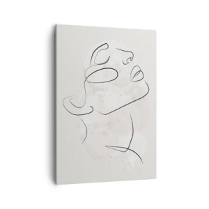 Impression sur toile - Image sur toile - Un croquis minimaliste d'un visage sur un fond clair - 50x70cm - L'esquisse d'un rêve - Décoration murale moderne pour le salon et la chambre ARTTOR