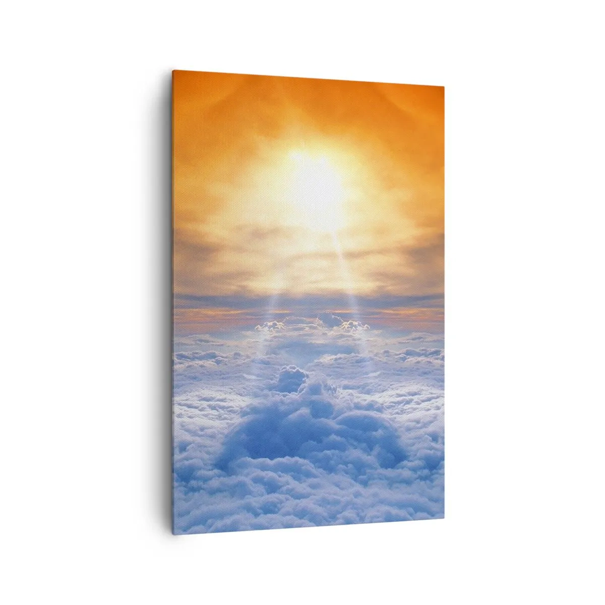 Impression sur toile - Image sur toile - Coucher de soleil au dessus des nuages, le ciel plein de couleurs dorées et de lumière. - 80x120cm - Paysage mystique - Décoration murale moderne pour le salon et la chambre ARTTOR