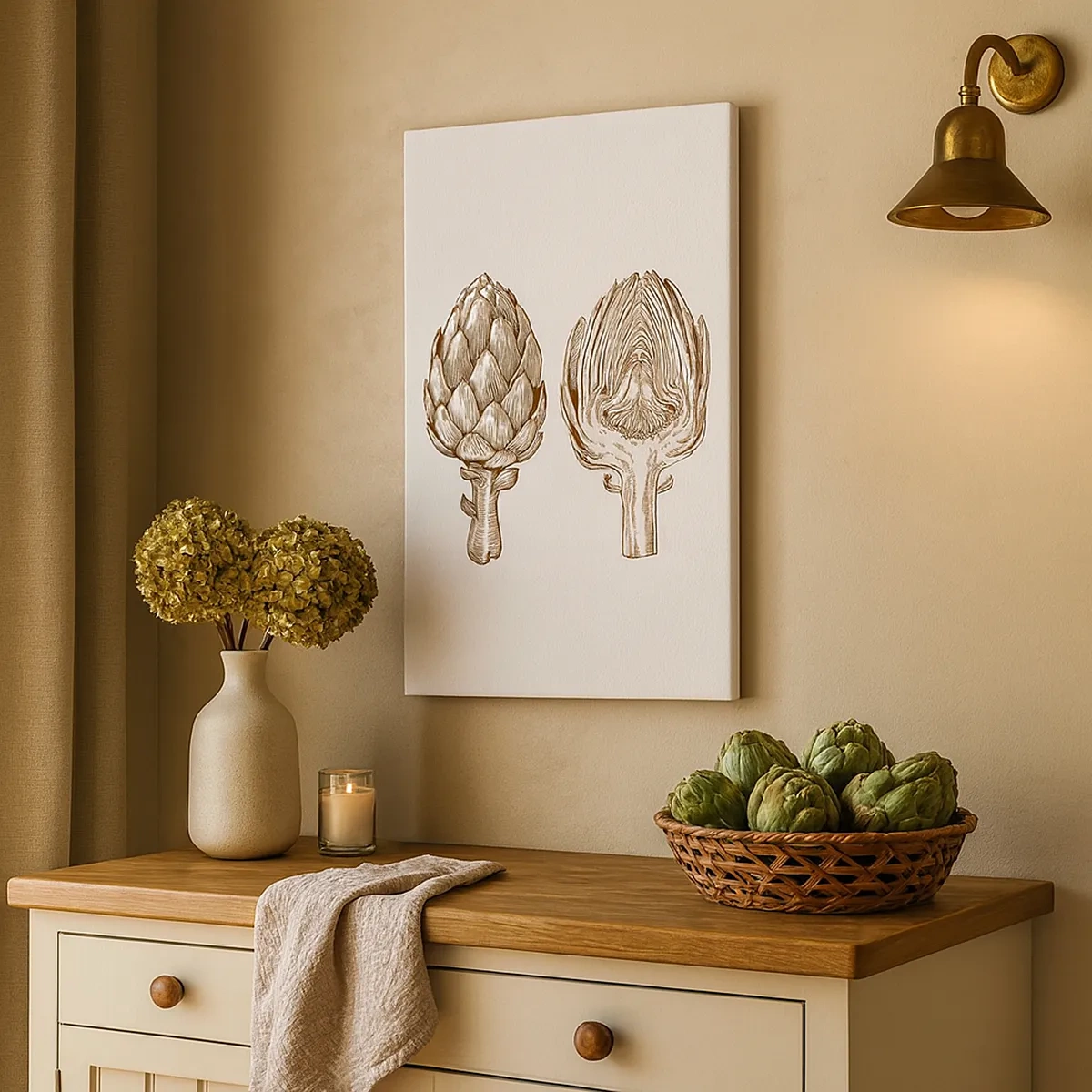 Impression sur toile - Image sur toile - Dessin d'art vintage d'un artichaut - 50x70cm - Leçon d’anatomie - Décoration murale moderne pour le salon et la chambre ARTTOR