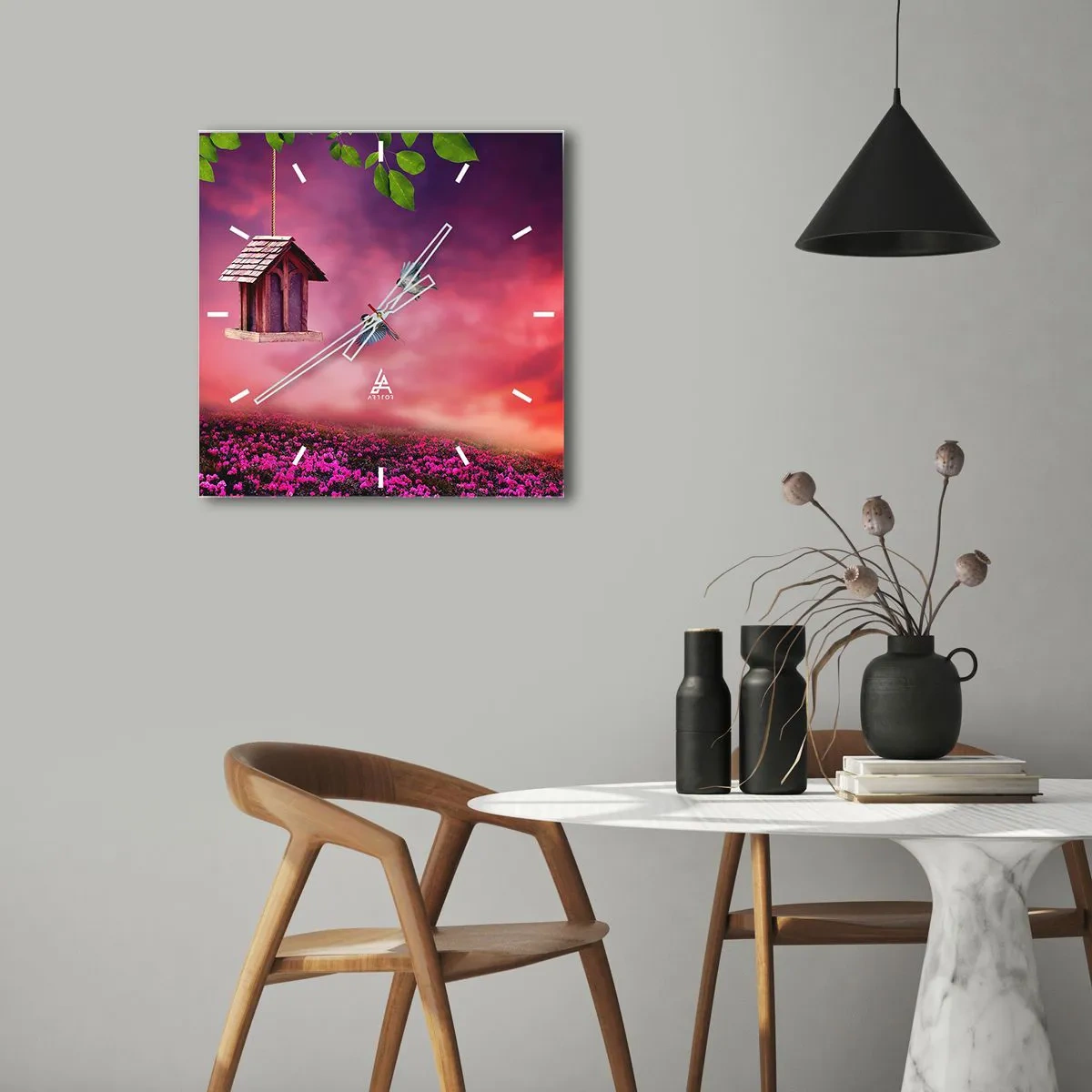 Horloge murale - Pendule murale - Invitation à dîner - 40x40 cm