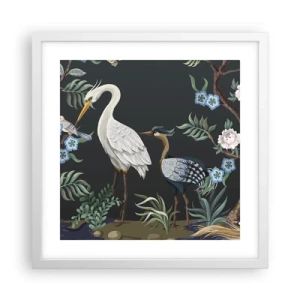 Affiche dans un cadre blanc - Poster - Parade d'oiseaux - 40x40 cm