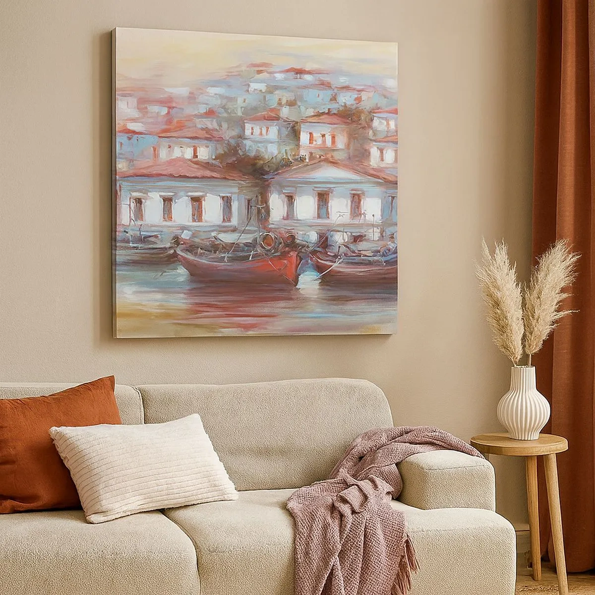 Impression sur toile - Image sur toile - Petite ville heureuse - 30x30 cm