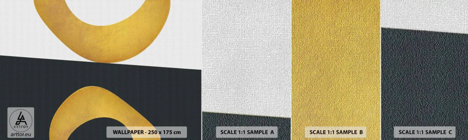 Échantillon de Papier Peint Premium Canvas - Avant tout : l’or - Abstraction, Formes, roues - 100x30 cm