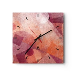 Horloge murale - Pendule murale - Transformations géométriques en rose - 40x40 cm