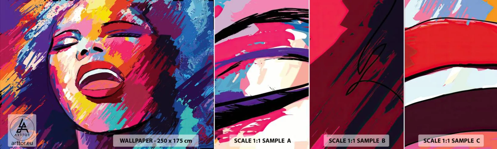 Échantillon De Papier Peint Standard Eco - Chante toute ma vie - Chanteur, Abstraction, Portrait d'une femme - 100x30 cm