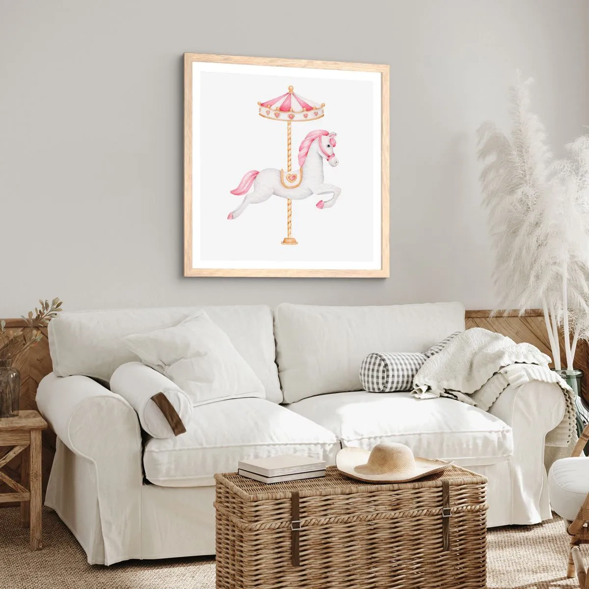 Affiche dans un chêne clair - Poster - Les sabots en avant - 50x50 cm