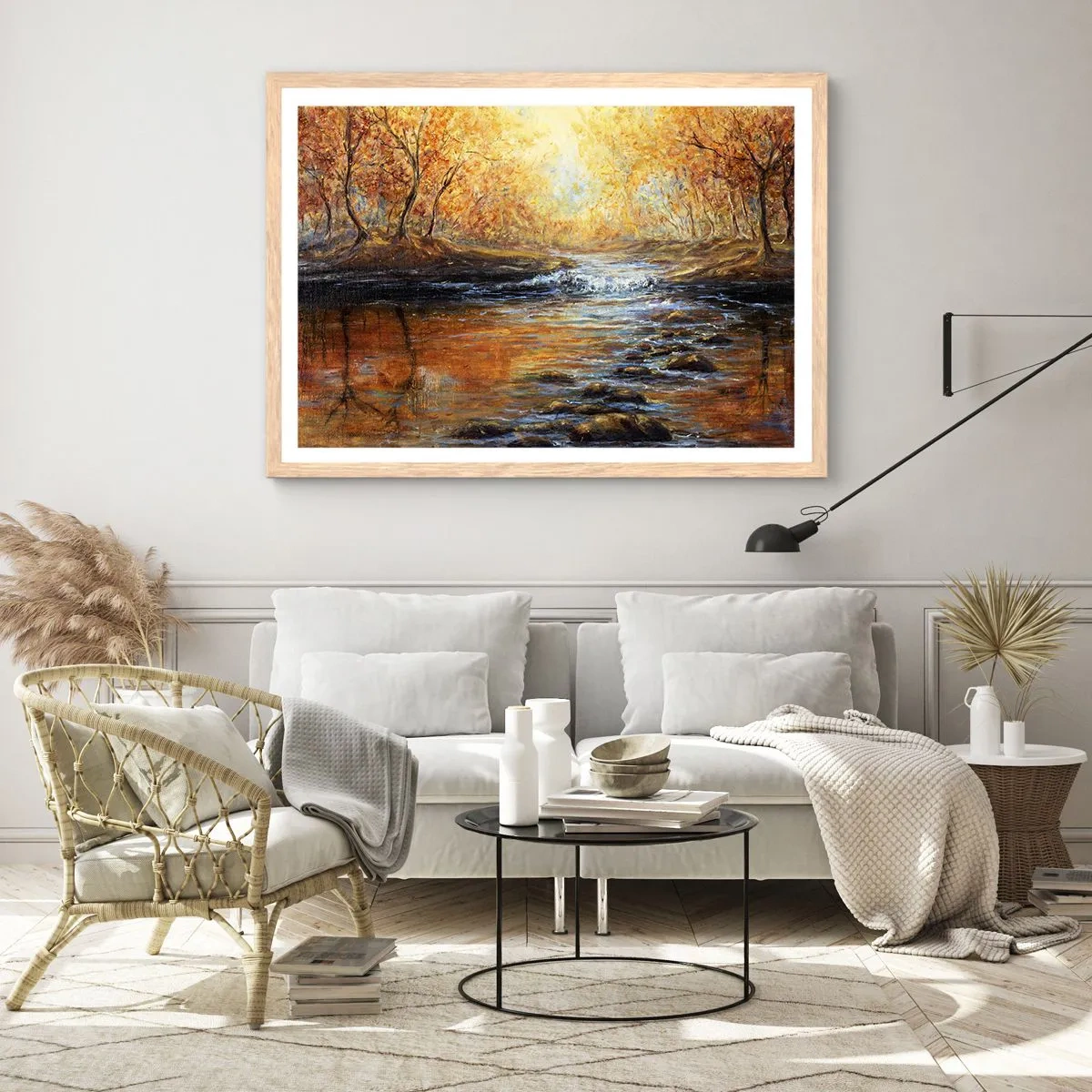 Affiche dans un chêne clair - Poster - Le ruisseau d'or - 100x70 cm