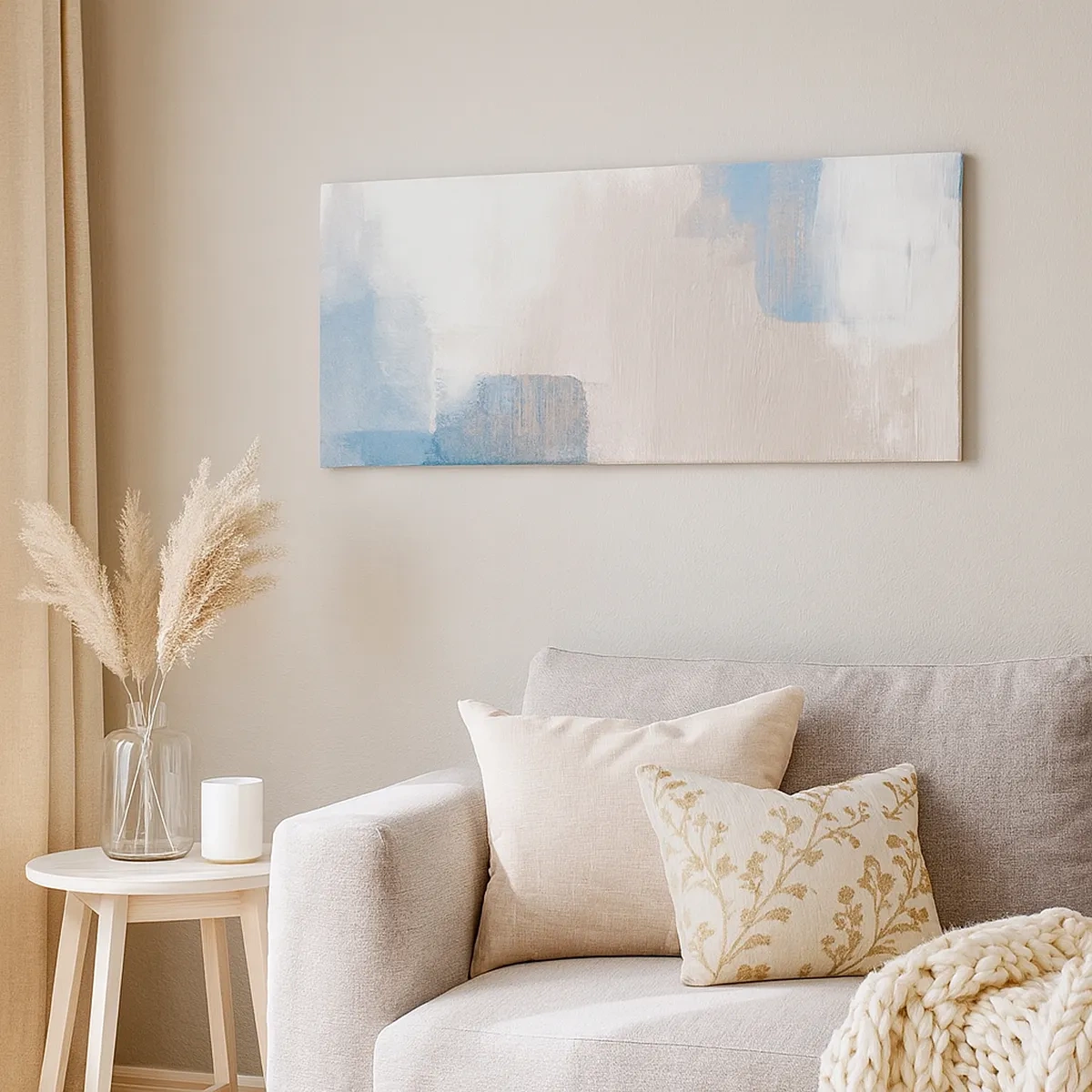 Impression sur toile - Image sur toile - Abstraction rose derrière un rideau de bleu - 30x30 cm