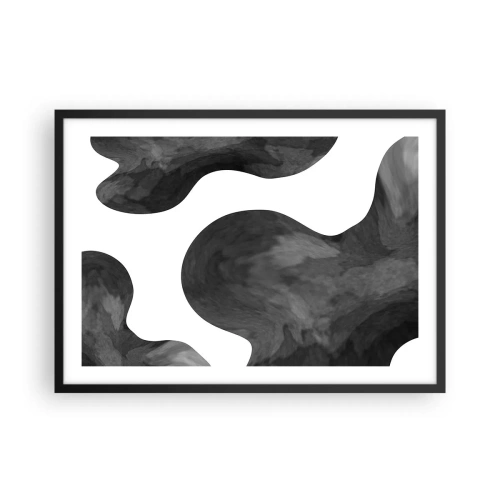 Affiche dans un cadre noir - Poster - Motif abstrait dans les tons de gris et de blanc - 70x50cm - La route du lait - Décoration murale moderne pour le salon et la chambre ARTTOR