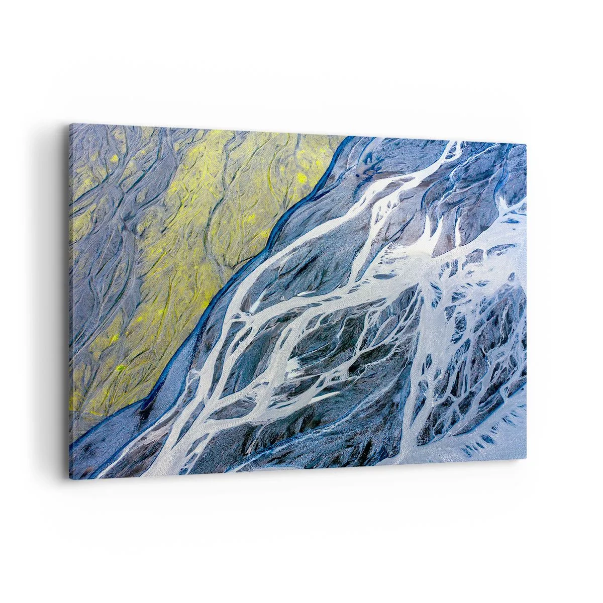 Impression sur toile - Image sur toile - Vue aérienne abstraite des lits de rivières sinueux - 120x80cm - Peintures rupestres de la nature - Décoration murale moderne pour le salon et la chambre ARTTOR