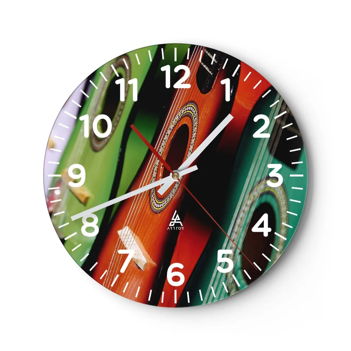 Horloge murale - Pendule murale - La guitare a plusieurs couleurs - 40x40 cm