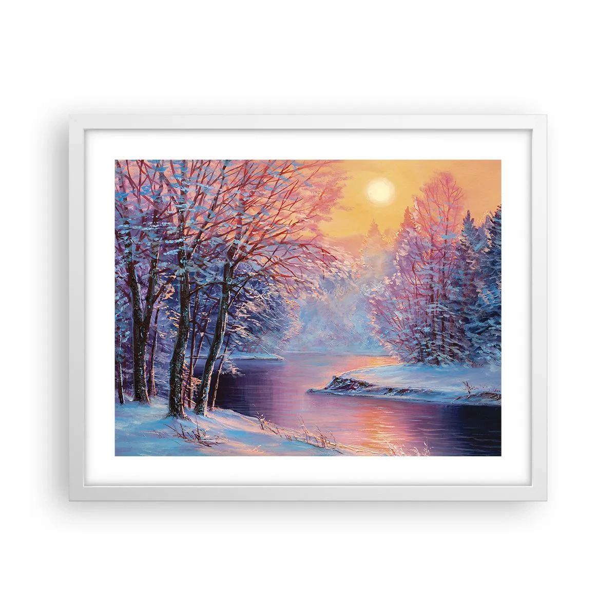 Affiche dans un cadre blanc - Poster - Couleurs d'hiver - 50x40 cm