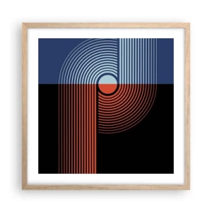 Affiche dans un chêne clair - Poster - Dans une étreinte géométrique - 50x50 cm