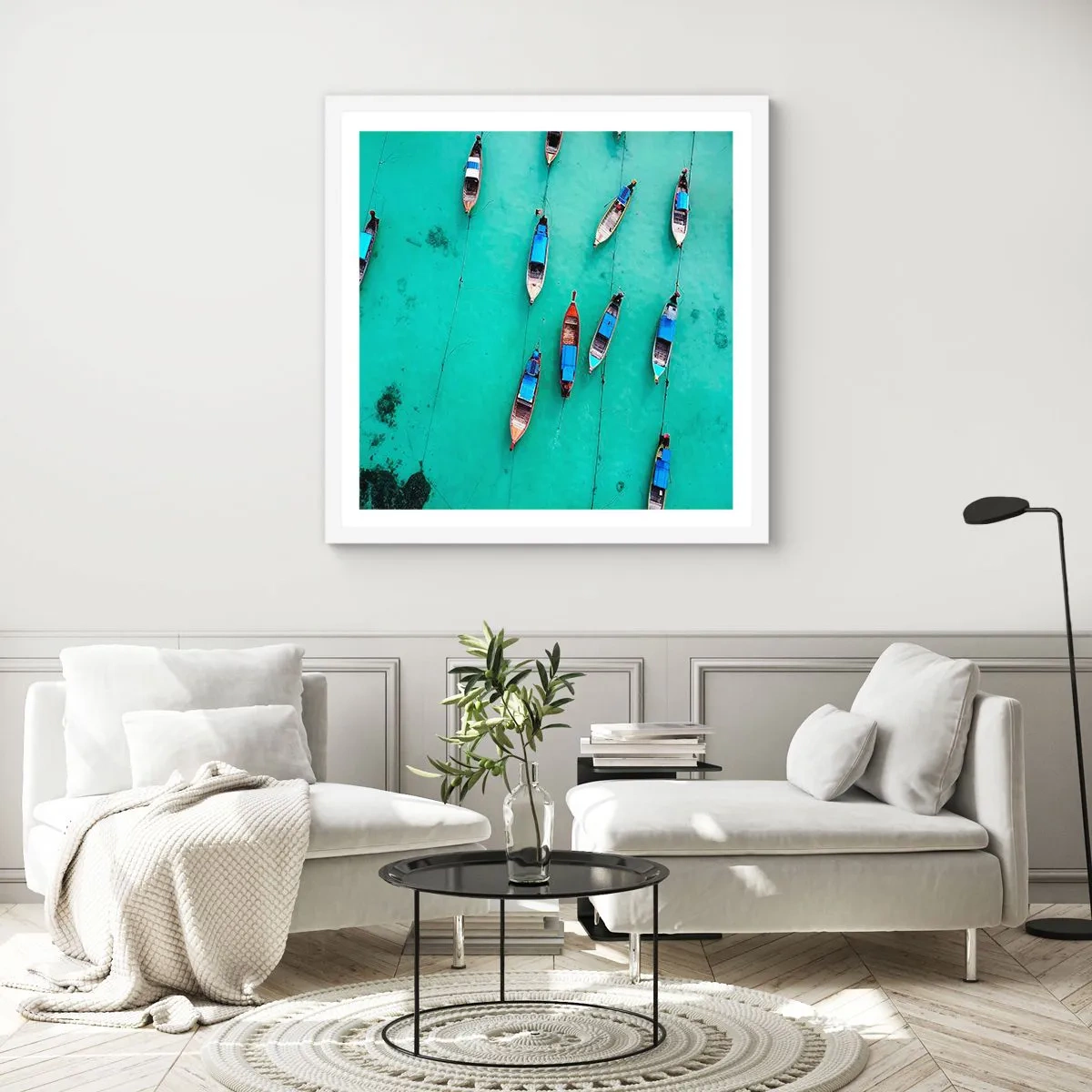 Affiche dans un cadre blanc - Poster - Dans une attente jouyeuse - 50x50 cm