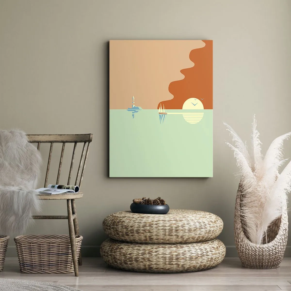 Impression sur toile - Image sur toile - Paysage idéal de la mer - 55x100 cm