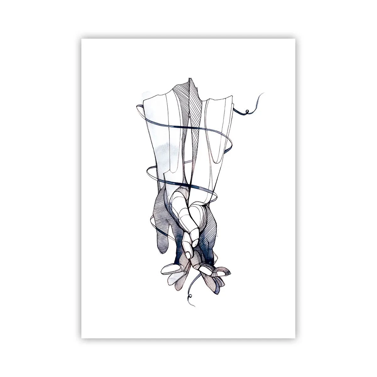 Affiche - Poster - Mains artistiques avec des fleurs et des lignes délicates - 50x70cm - Étude du touché - Décoration murale moderne pour le salon et la chambre ARTTOR
