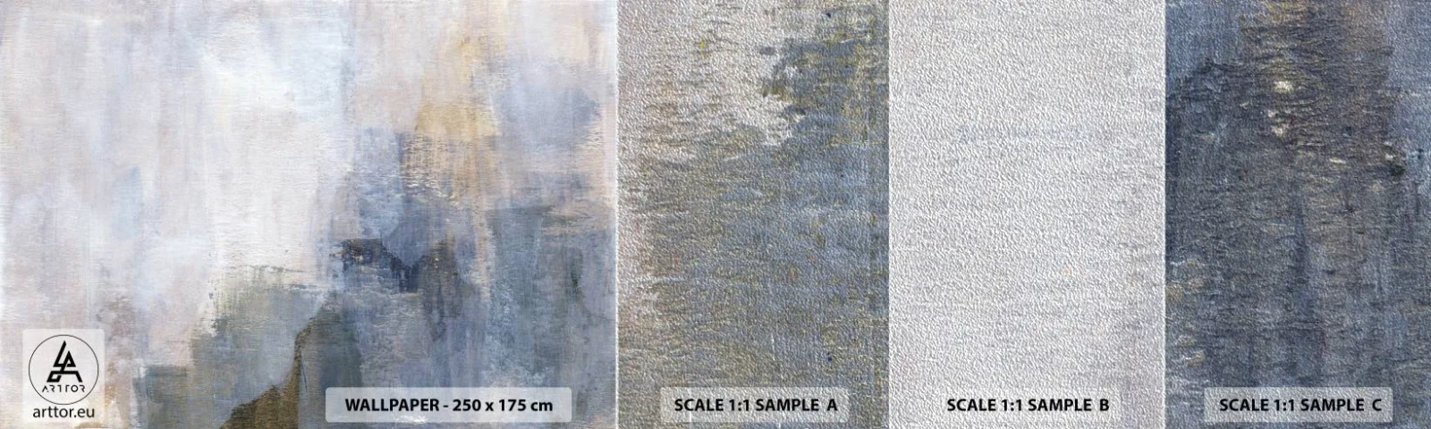 Échantillon de Papier Peint Premium Sand - Tonalités et accords de couleur - Abstraction, Morceau, Peinture - 100x30 cm