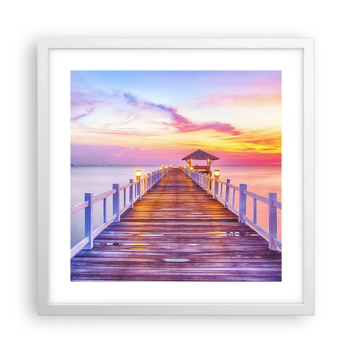 Affiche dans un cadre blanc - Poster - Le silence lilas-doré du soir - 40x40 cm