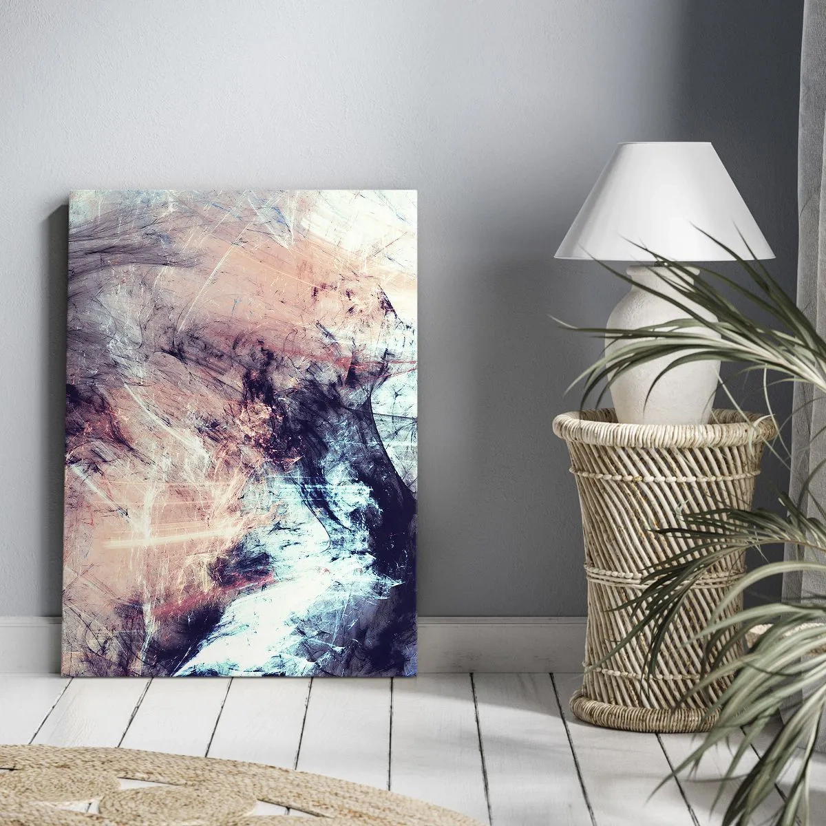 Impression sur toile - Image sur toile - Composition abstraite aux tons pastel et sombres - 80x120cm - Sentir le vent - Décoration murale moderne pour le salon et la chambre ARTTOR