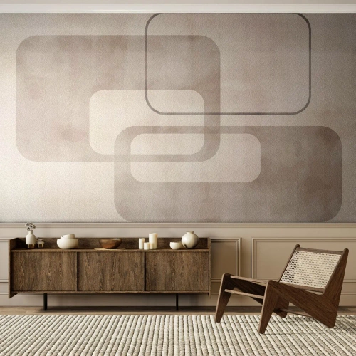 Papier peint sur mesure Premium Sand - Fugue géométrique - Formes, Minimalisme, Brillant