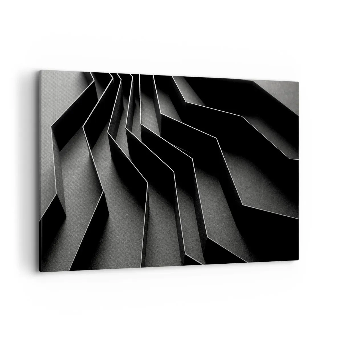 Impression sur toile - Image sur toile - Abstraction en noir et blanc avec des structures géométriques - 120x80cm - Ordre spatial - Décoration murale moderne pour le salon et la chambre ARTTOR