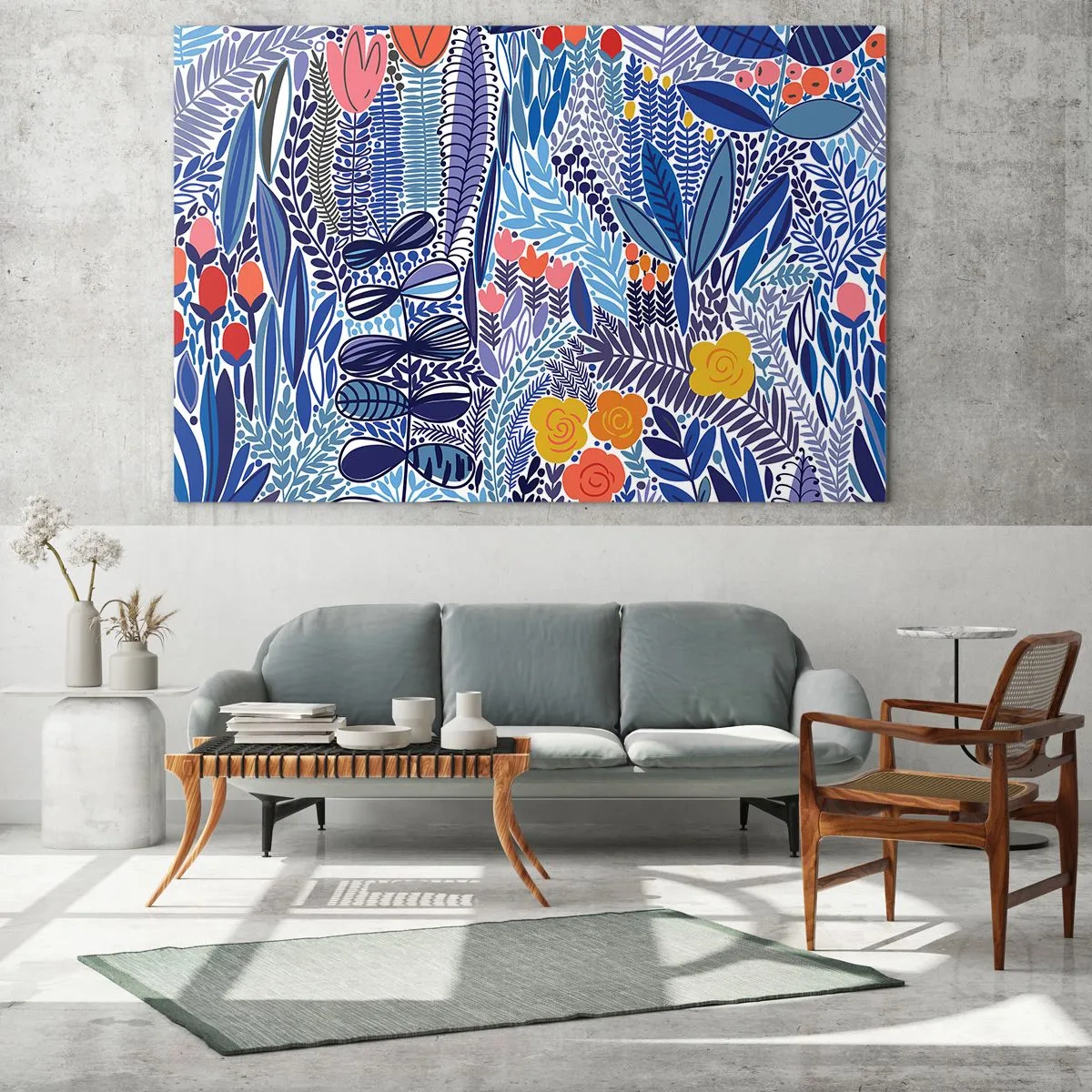 Impression sur verre - Image sur verre - Une composition végétale colorée de style tropical - 100x70cm - Jardin hawaïen - Décoration murale moderne pour le salon et la chambre ARTTOR