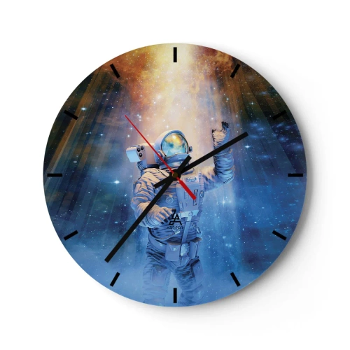 Horloge murale - Pendule murale - Un astronaute dérivant dans l'espace à la lumière des étoiles - 30x30cm - Enfin arrivé - Décoration murale moderne pour le salon, la cuisine et la chambre ARTTOR