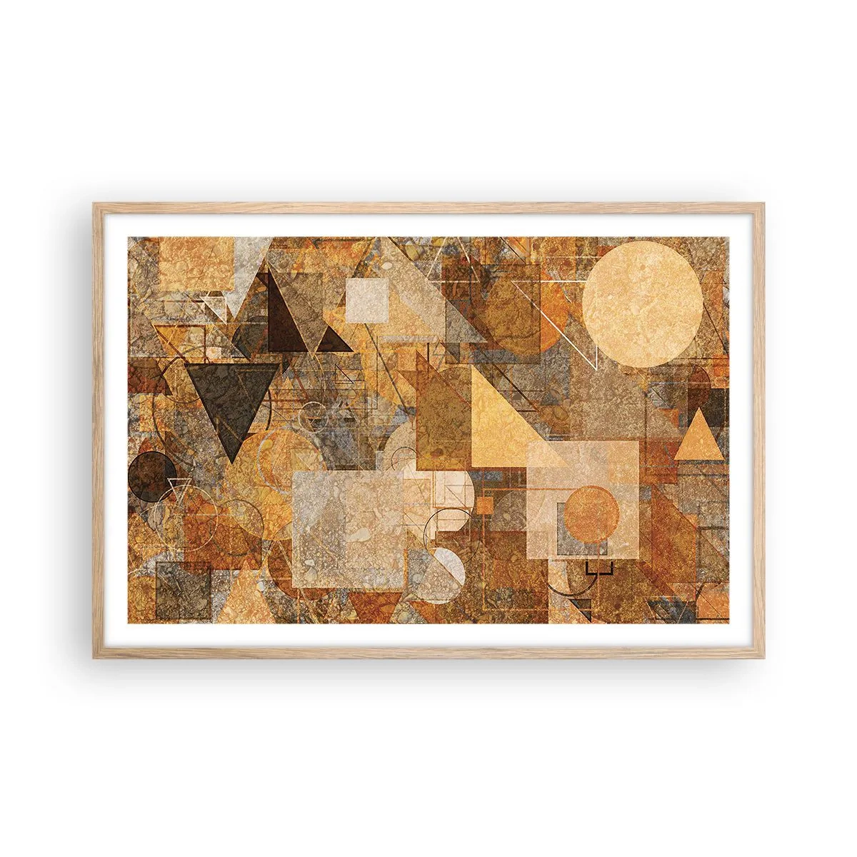 Affiche dans un chêne clair - Poster - Étude cubique de marron - 91x61 cm