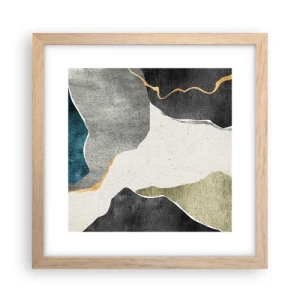 Affiche dans un chêne clair - Poster - Composition mosaïque avec un fil d'or - 30x30 cm