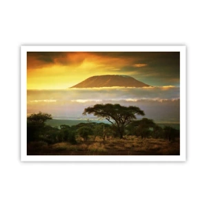 Affiche - Poster - Paysage africain avec le Kilimandjaro au lever du soleil - 100x70cm - Un rêve de voyageur - Décoration murale moderne pour le salon et la chambre ARTTOR