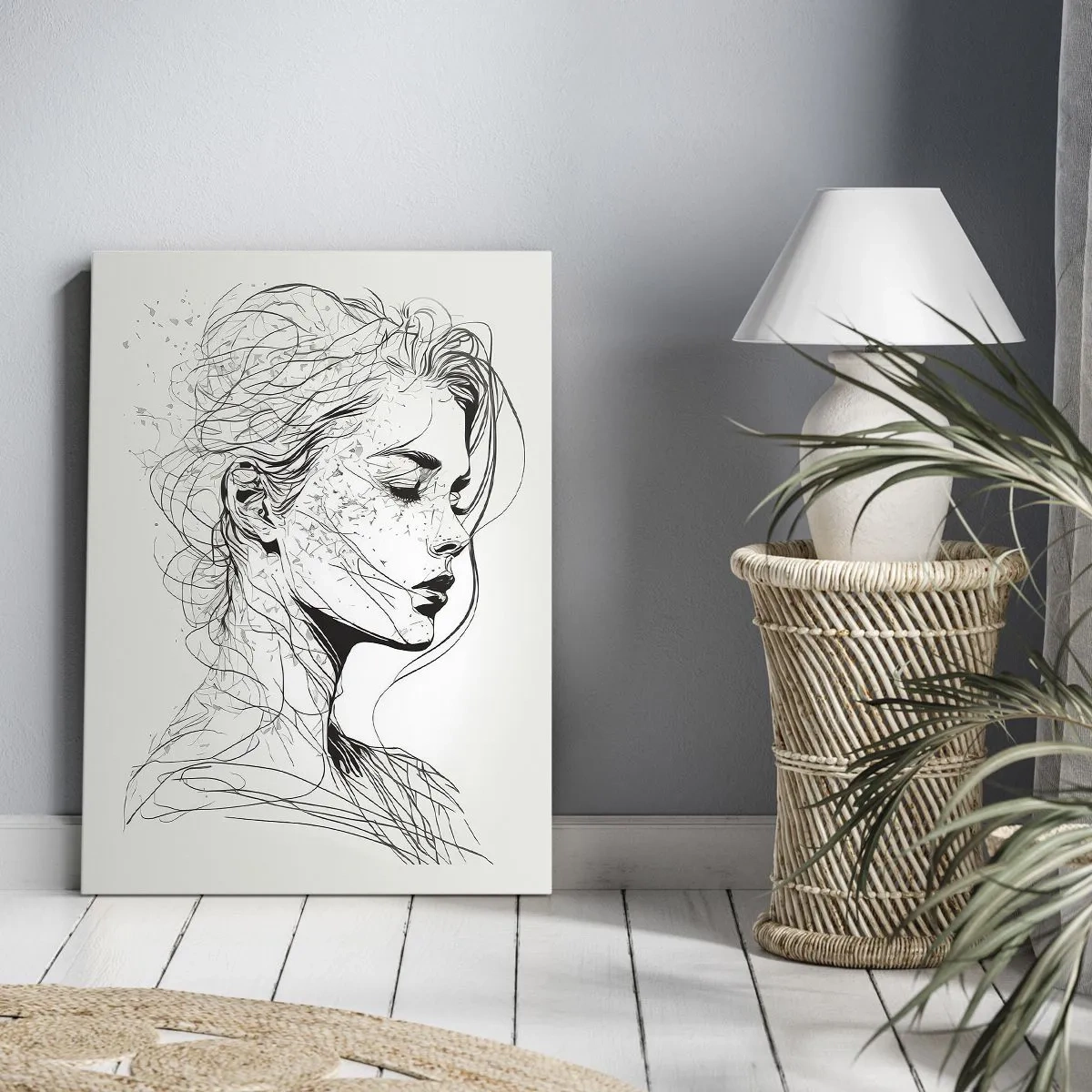 Impression sur toile - Image sur toile - Portrait en pensée - 65x120 cm