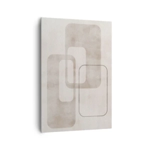 Impression sur toile - Image sur toile - Une composition minimaliste avec des rectangles dans des tons beiges sur un fond subtil. - 70x100cm - Fugue géométrique - Décoration murale moderne pour le salon et la chambre ARTTOR