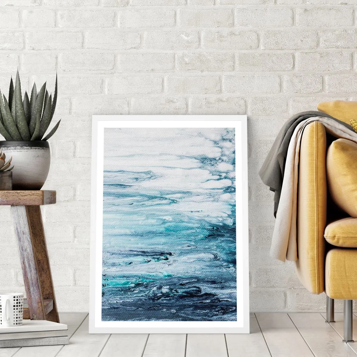 Affiche dans un cadre blanc - Poster - Une glace bleue - 30x40 cm