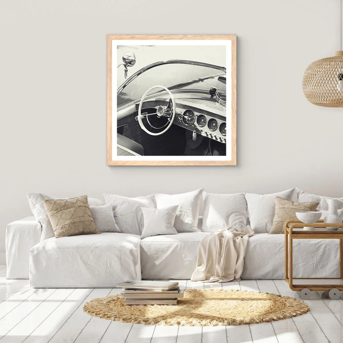 Affiche dans un chêne clair - Poster - Temps pour riche - 40x40 cm