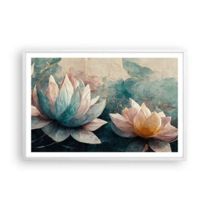 Affiche dans un cadre blanc - Poster - Les étoiles du lac - 91x61 cm