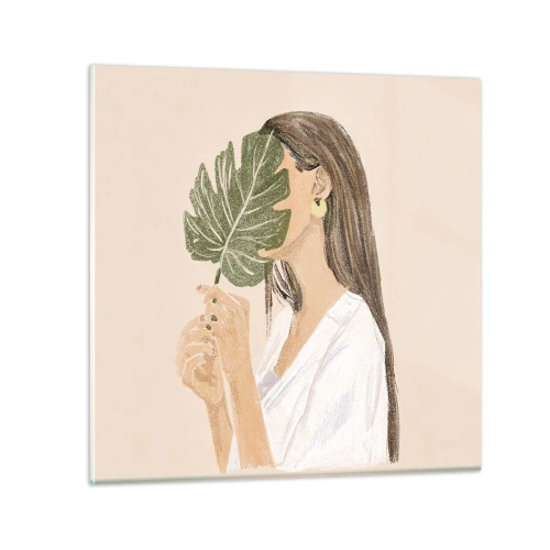 Impression sur verre - Image sur verre - Portrait mystérieux avec un éventail - 50x50 cm