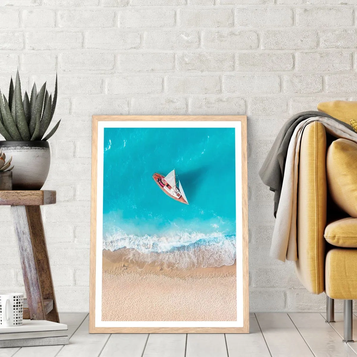 Affiche dans un chêne clair - Poster - A la frontière de l'azur et de l'or - 30x40 cm