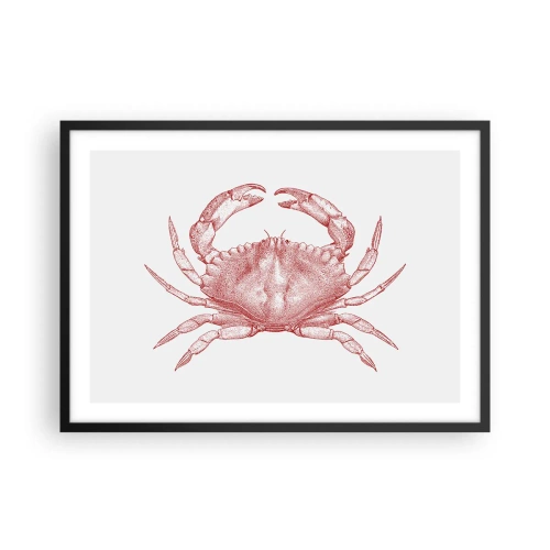 Affiche dans un cadre noir - Poster - Dessin d'un crabe dans une teinte rouge - 70x50cm - Le crabe des crabes - Décoration murale moderne pour le salon et la chambre ARTTOR
