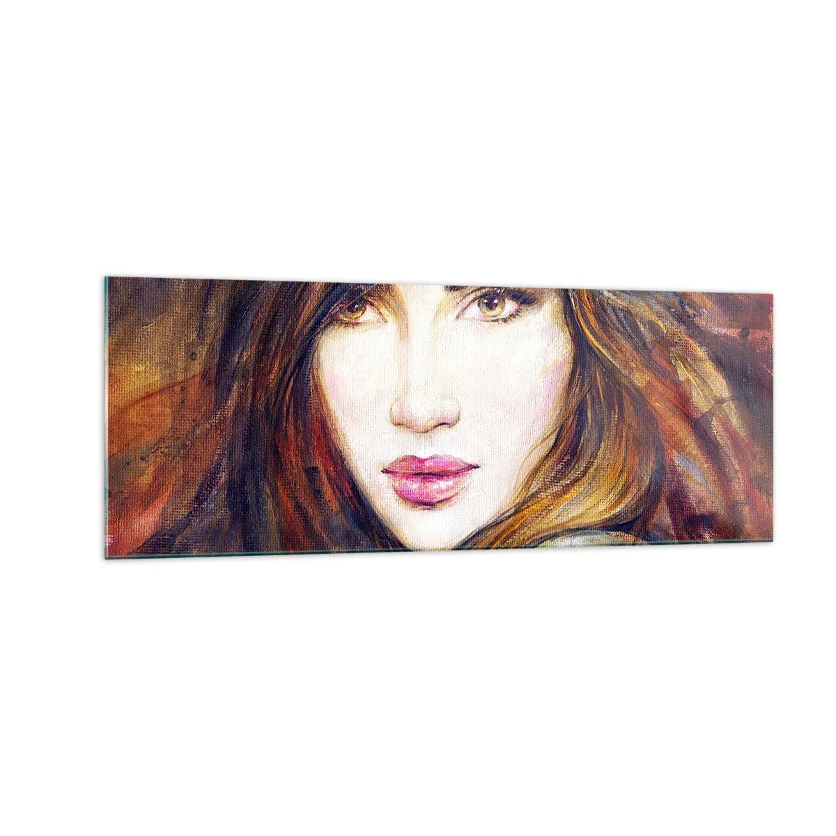 Impression sur verre - Image sur verre - Portrait d'une femme dans un style pictural - 140x50cm - Un sou pour vos pensées - Décoration murale moderne pour le salon et la chambre ARTTOR