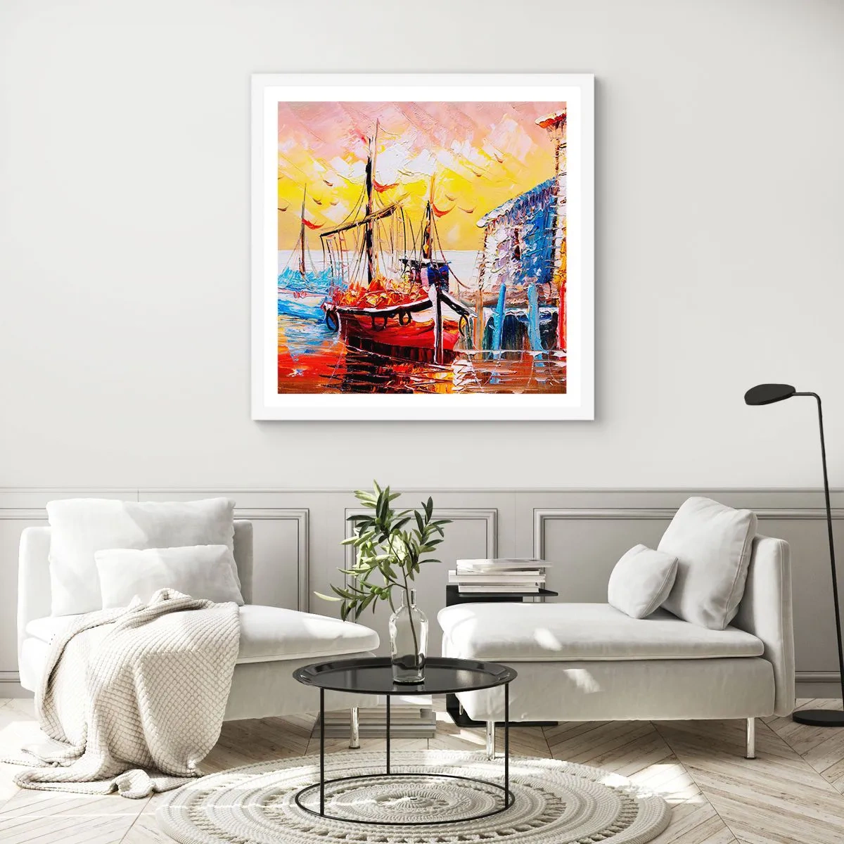 Affiche dans un cadre blanc - Poster - Bon retour - 50x50 cm