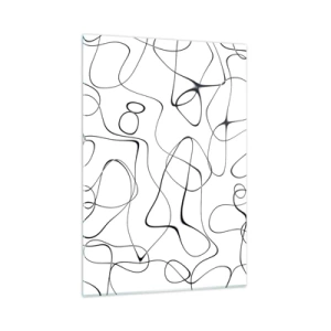 Impression sur verre - Image sur verre - Lignes noires abstraites sur fond blanc - 50x70cm - Le chemin de la vie, les voies du hasard - Décoration murale moderne pour le salon et la chambre ARTTOR