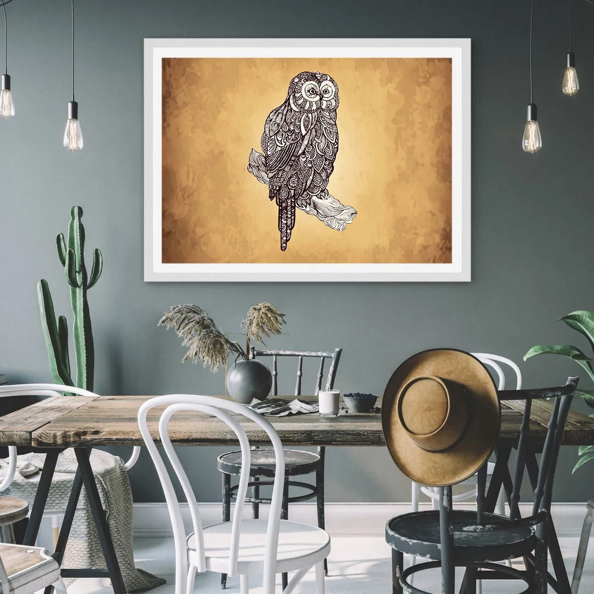 Affiche dans un cadre blanc - Poster - Ornements complexes de sagesse - 91x61 cm