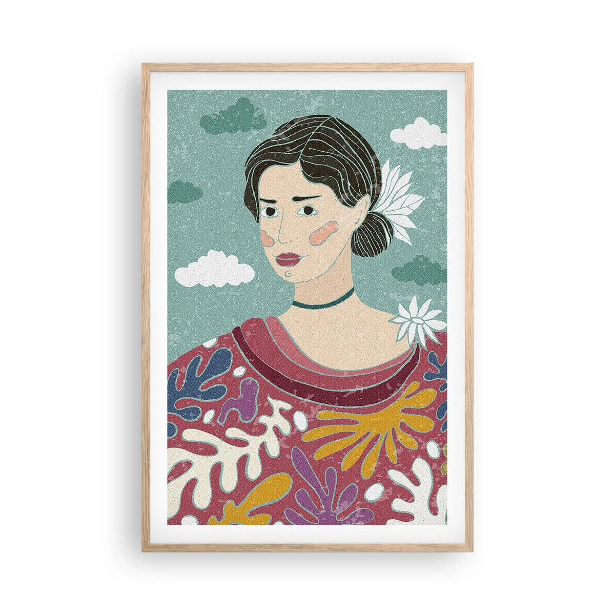 Affiche dans un chêne clair - Poster - Avec de la mélancolie dans les yeux - 61x91 cm