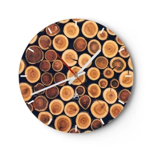 Horloge murale - Pendule murale - Bois naturel disposé en forme de cercle - 30x30cm - Quel âge je semble avoir ? - Décoration murale moderne pour le salon, la cuisine et la chambre ARTTOR