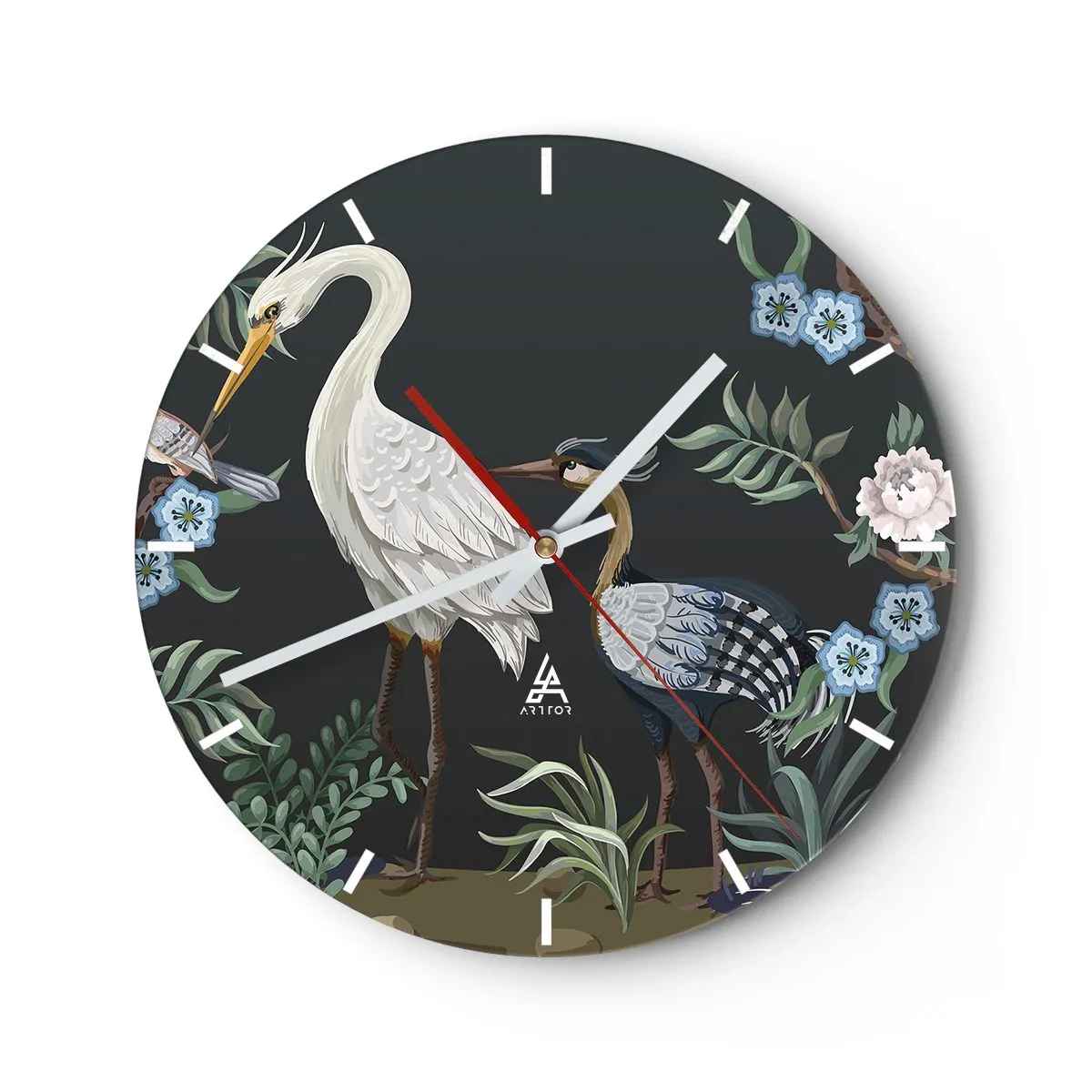 Horloge murale - Pendule murale - Parade d'oiseaux - 40x40 cm