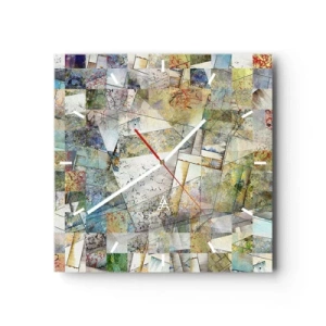 Horloge murale - Pendule murale - Abstraction colorée avec des formes et des lignes géométriques - 30x30cm - Remaniement géométrique - Décoration murale moderne pour le salon et la chambre ARTTOR